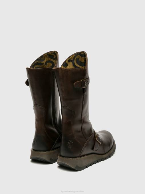 dk bruin Fly London vrouwen laarzen met gesp mes 2 V2B0347
