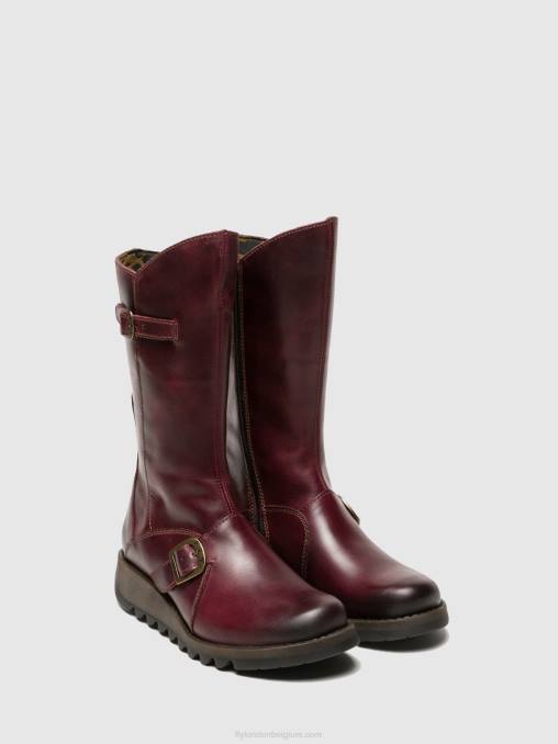 paars Fly London vrouwen laarzen met gesp mes 2 V2B0349