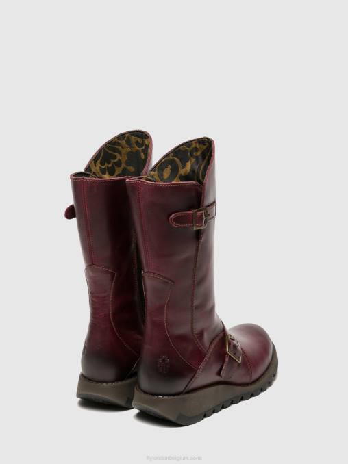 paars Fly London vrouwen laarzen met gesp mes 2 V2B0349