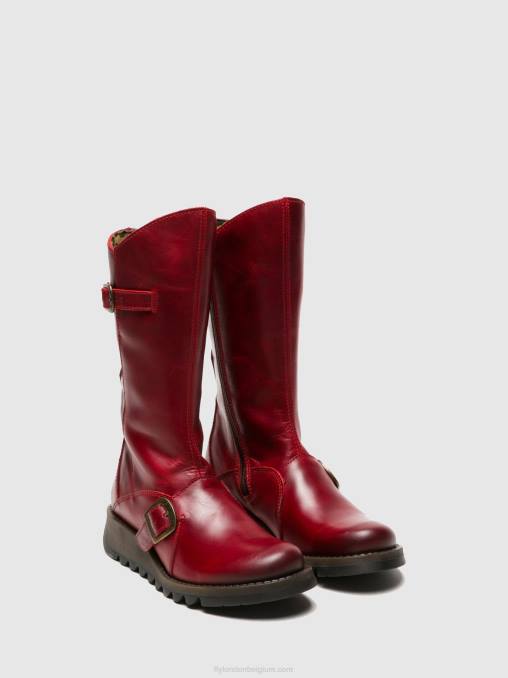 rood Fly London vrouwen laarzen met gesp mes 2 V2B0345