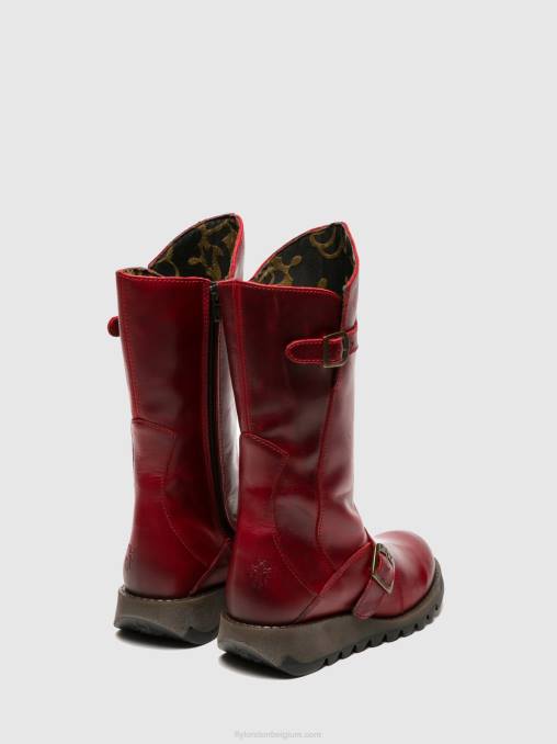 rood Fly London vrouwen laarzen met gesp mes 2 V2B0345