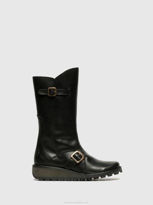 zwart Fly London vrouwen laarzen met gesp V2B0344