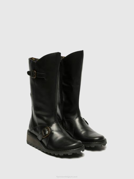 zwart Fly London vrouwen laarzen met gesp V2B0344