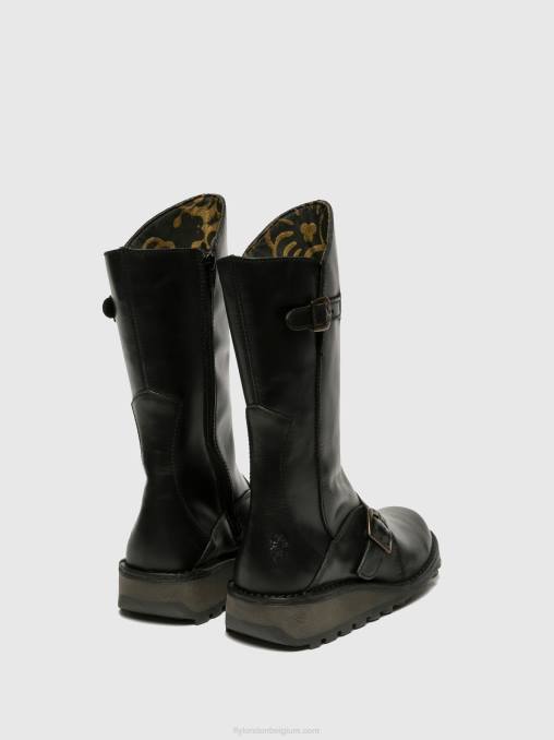 zwart Fly London vrouwen laarzen met gesp V2B0344