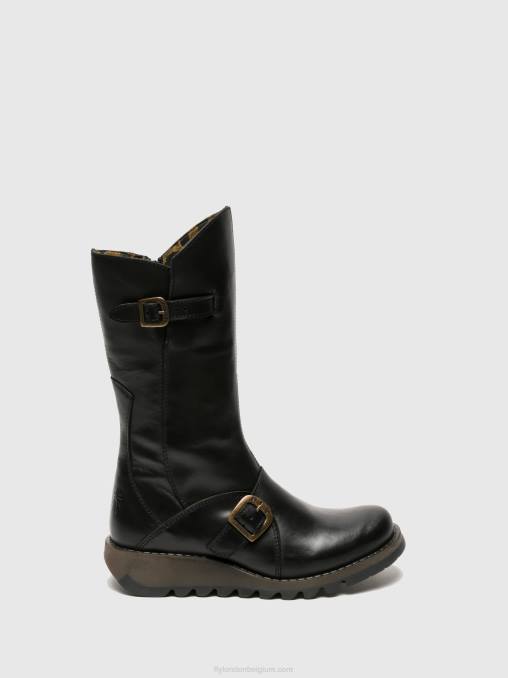 zwart Fly London vrouwen laarzen met gesp mes 2 V2B0348