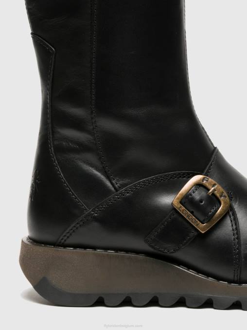 zwart Fly London vrouwen laarzen met gesp mes 2 V2B0348