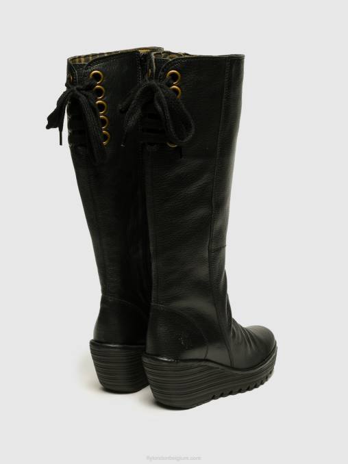 zwart Fly London vrouwen kniehoge laarzen yust V2B0355