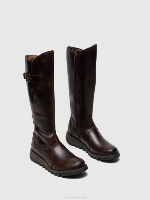 bruin Fly London vrouwen laarzen met ritssluiting mol 2 dk V2B0342