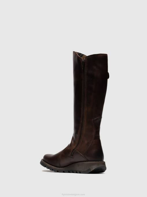 bruin Fly London vrouwen laarzen met ritssluiting mol 2 dk V2B0342