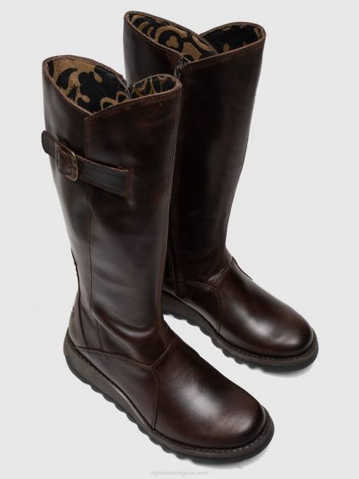 bruin Fly London vrouwen laarzen met ritssluiting mol 2 dk V2B0342