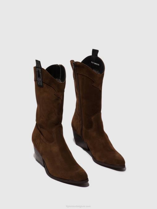 chocolade Fly London vrouwen laarzen met ritssluiting teke906 V2B0293