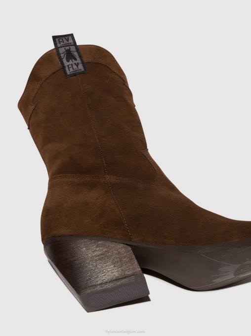 chocolade Fly London vrouwen laarzen met ritssluiting teke906 V2B0293
