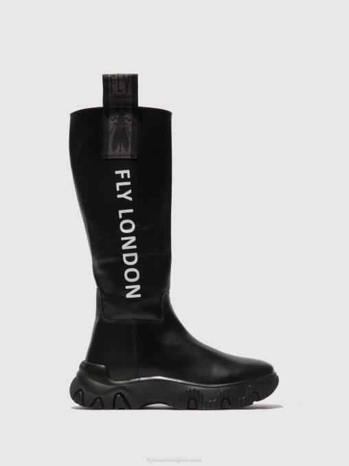 donder zwart Fly London vrouwen laarzen met rits febe886 V2B0312