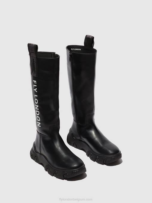 donder zwart Fly London vrouwen laarzen met rits febe886 V2B0312