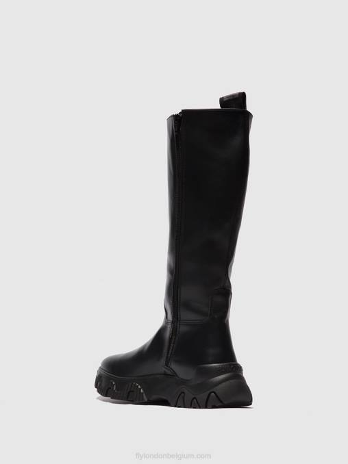 donder zwart Fly London vrouwen laarzen met rits febe886 V2B0312