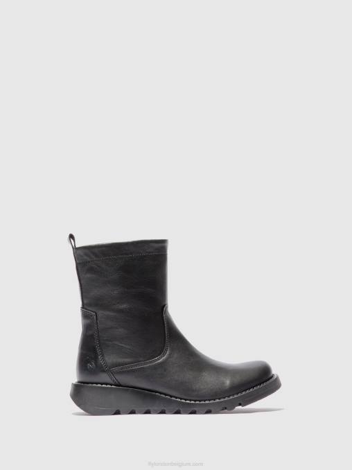fluweel zwart(zwart) Fly London vrouwen laarzen met ritssluiting sauk794 V2B0317