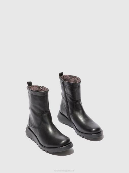 fluweel zwart(zwart) Fly London vrouwen laarzen met ritssluiting sauk794 V2B0317