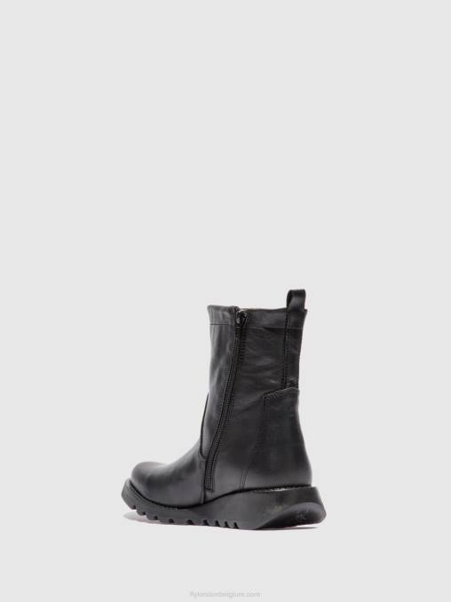 fluweel zwart(zwart) Fly London vrouwen laarzen met ritssluiting sauk794 V2B0317