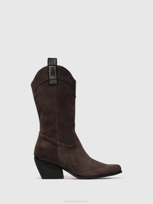grijs Fly London vrouwen laarzen met ritssluiting teke906 V2B0294