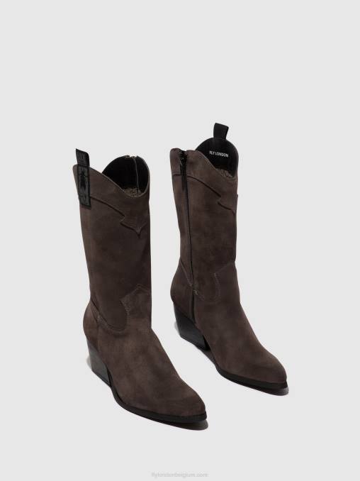grijs Fly London vrouwen laarzen met ritssluiting teke906 V2B0294
