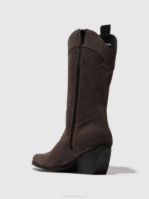 grijs Fly London vrouwen laarzen met ritssluiting teke906 V2B0294