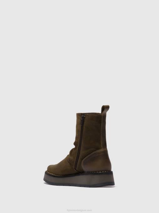 oliesuede/kleed sludge/olijf Fly London vrouwen laarzen met ritssluiting reno053 V2B0320