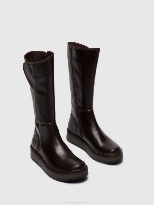vloerkleed dk. bruin Fly London vrouwen laarzen met ritssluiting rhea042 V2B0341