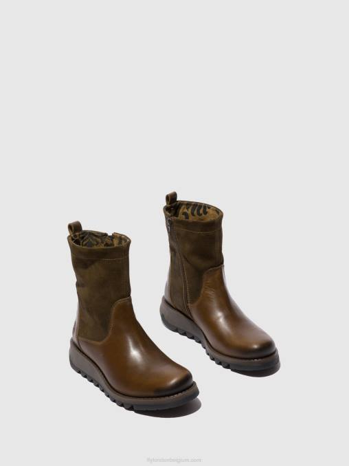 vloerkleed/oilsuede olijf/sludge Fly London vrouwen laarzen met ritssluiting sauk794 V2B0318