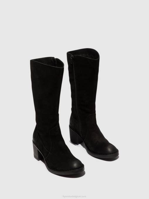 zwart Fly London vrouwen laarzen met ritssluiting balo096 V2B0304