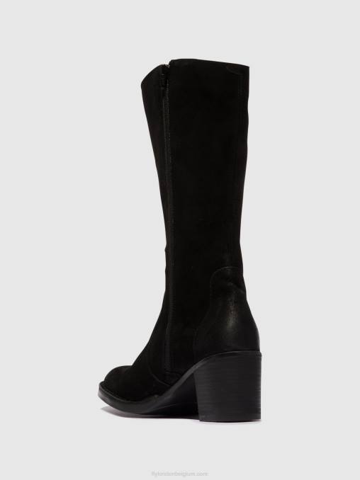zwart Fly London vrouwen laarzen met ritssluiting balo096 V2B0304