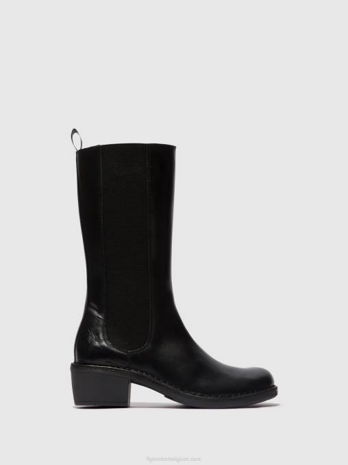 zwart Fly London vrouwen laarzen met ritssluiting mada081 V2B0307