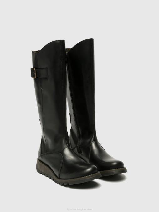 zwart Fly London vrouwen laarzen met ritssluiting mol 2 V2B0353