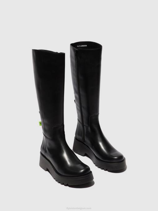 zwart Fly London vrouwen laarzen met ritssluiting mynt908 V2B0302