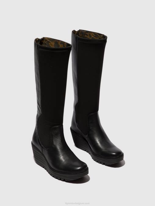 zwart Fly London vrouwen laarzen met ritssluiting yoja401 V2B0295