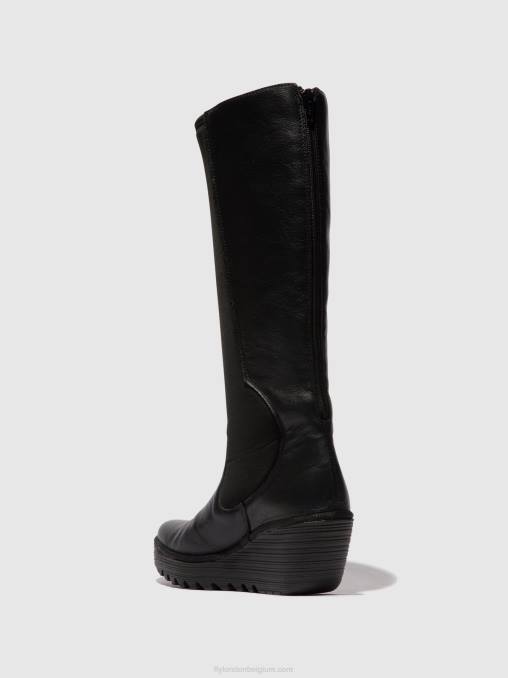 zwart Fly London vrouwen laarzen met ritssluiting yoja401 V2B0295