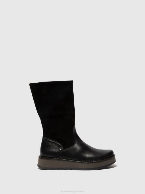 zwart groen) Fly London vrouwen laarzen met ritssluiting rula083 V2B0297