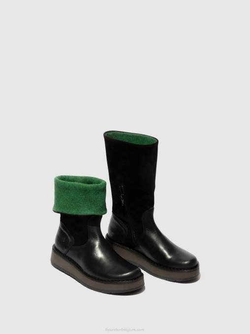 zwart groen) Fly London vrouwen laarzen met ritssluiting rula083 V2B0297
