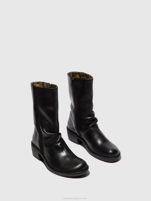 zwart zwart Fly London vrouwen laarzen met ritssluiting mecy092 V2B0299