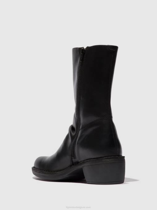 zwart zwart Fly London vrouwen laarzen met ritssluiting mecy092 V2B0299