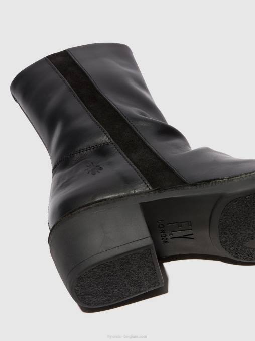 zwart zwart Fly London vrouwen laarzen met ritssluiting mecy092 V2B0299