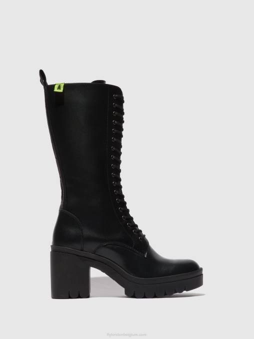 tunder zwart (zwarte zool) Fly London vrouwen veterlaarzen taly884 V2B0314