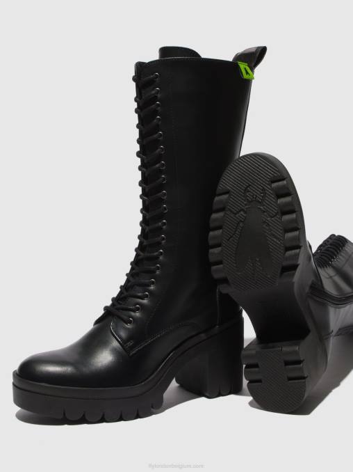 tunder zwart (zwarte zool) Fly London vrouwen veterlaarzen taly884 V2B0314