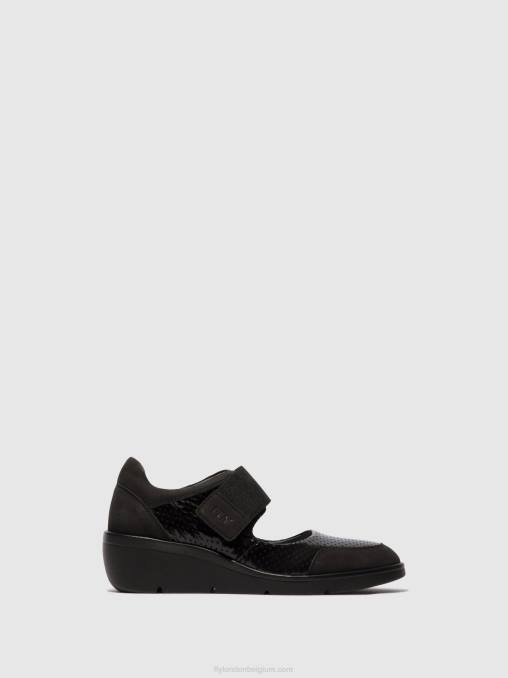 zwart Fly London vrouwen schoenen met klittenband naje583 V2B0624