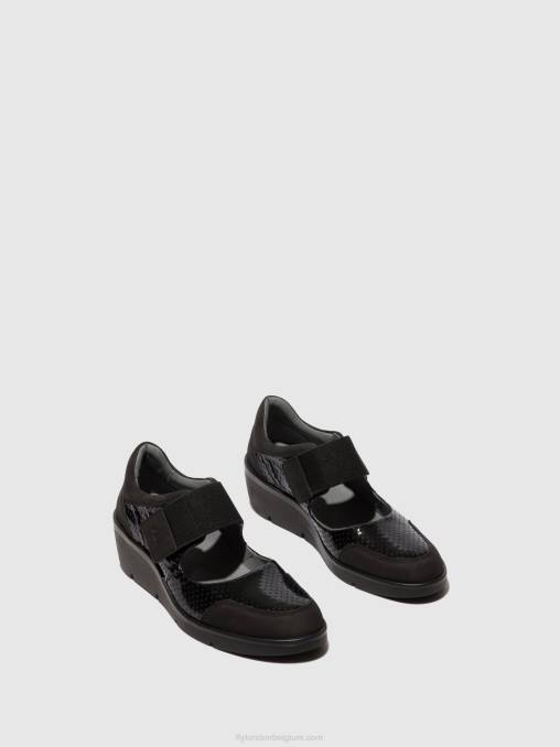 zwart Fly London vrouwen schoenen met klittenband naje583 V2B0624