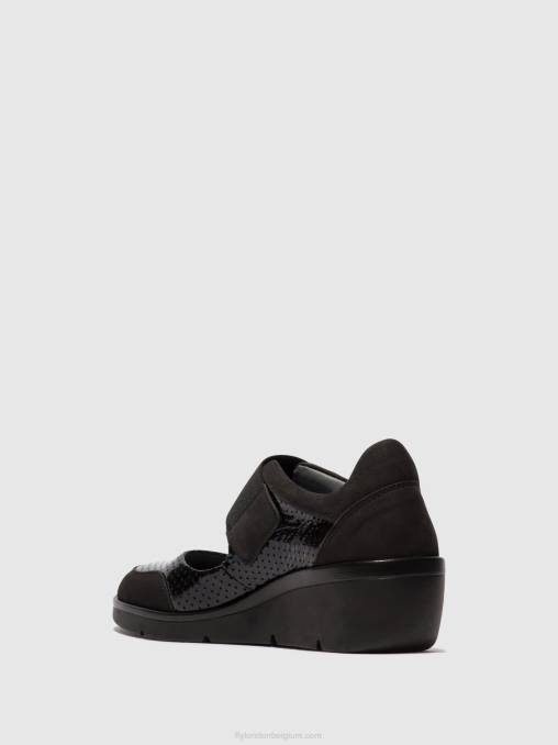 zwart Fly London vrouwen schoenen met klittenband naje583 V2B0624