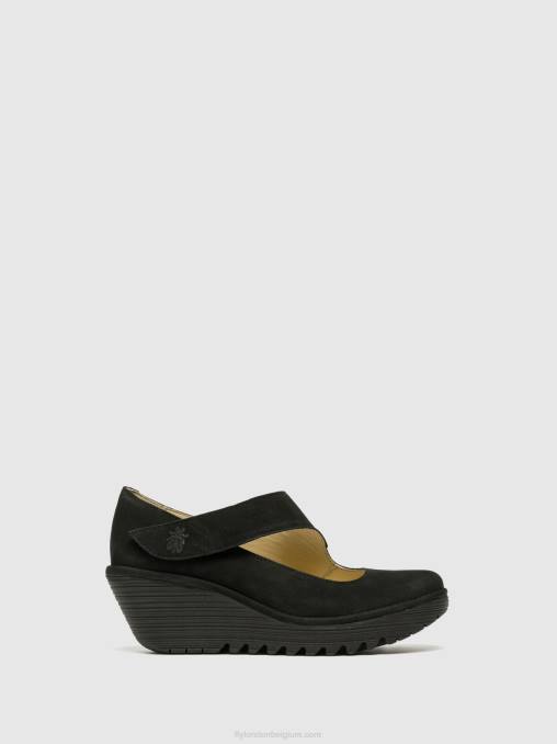 zwart Fly London vrouwen wedge schoenen yasi682 V2B0699