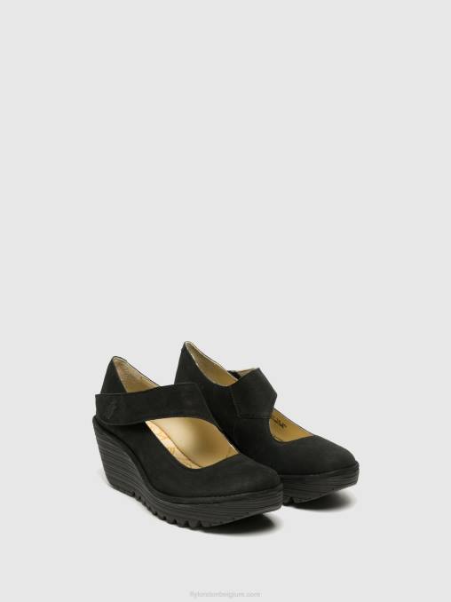 zwart Fly London vrouwen wedge schoenen yasi682 V2B0699