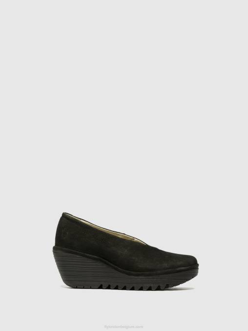 zwart Fly London vrouwen wig schoenen yaz V2B0700
