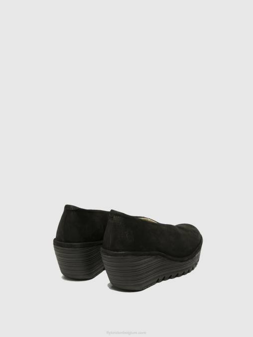 zwart Fly London vrouwen wig schoenen yaz V2B0700