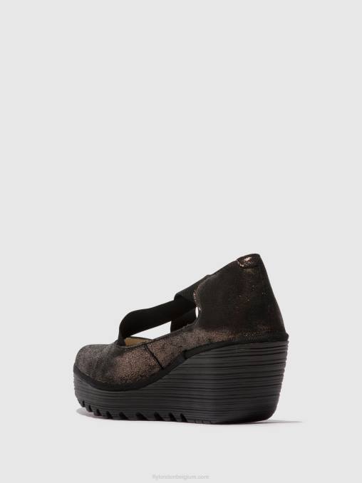 grafiet Fly London vrouwen elastische schoenen yoly402 V2B0685